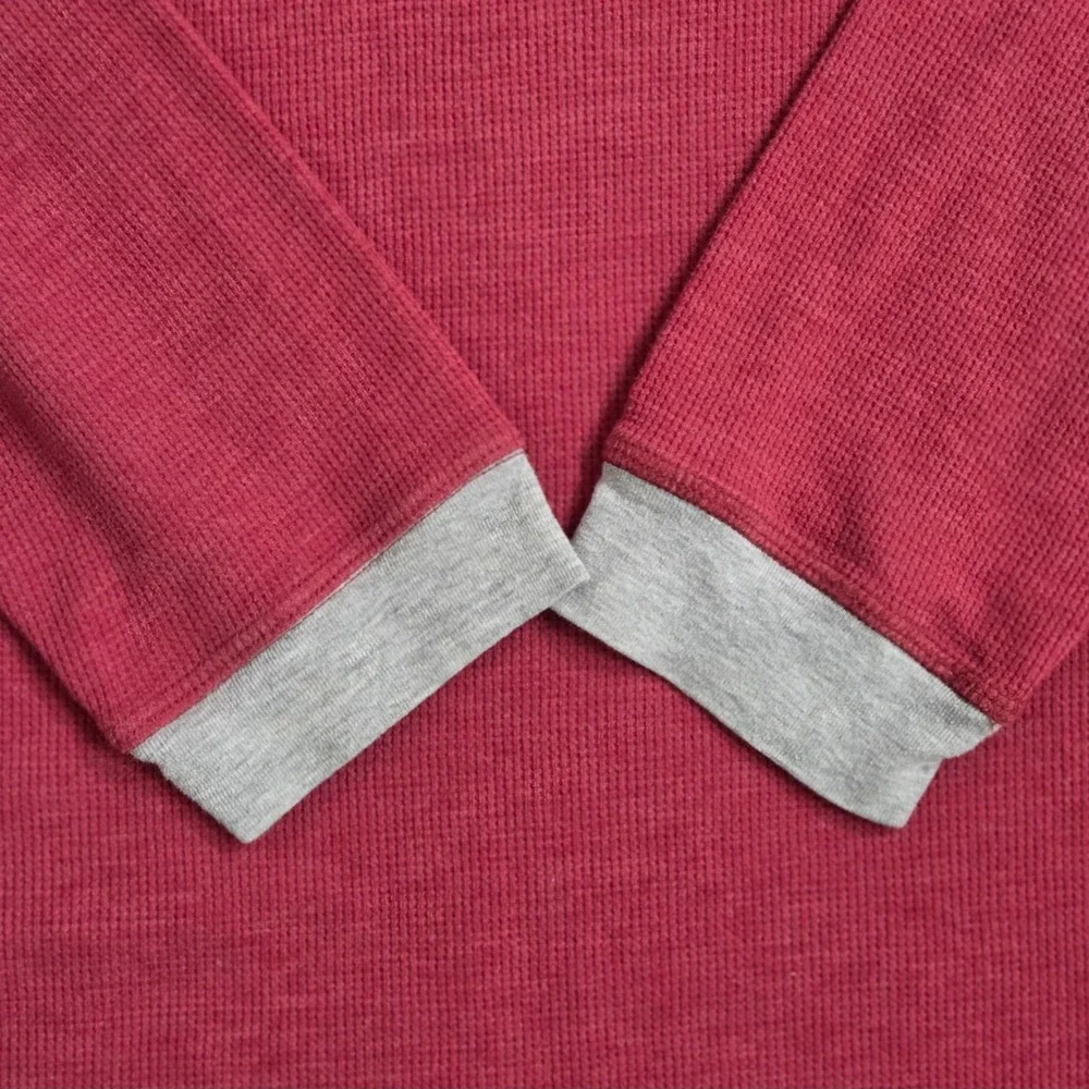 Levi's‎ Mens XL Red Waffle Knit Long Sleeve Crew Neck T-Shirt Casual